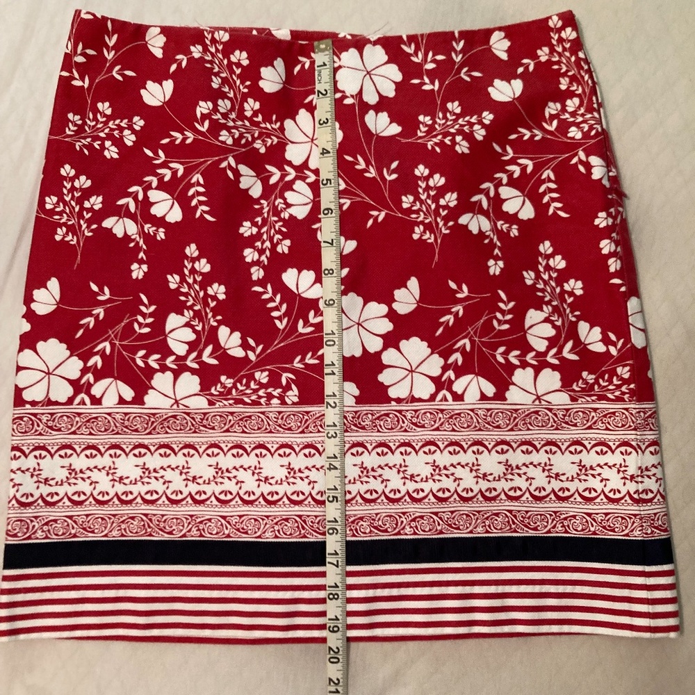 Ann Taylor Loft Red White and Blue Floral Stripes straight skirt
